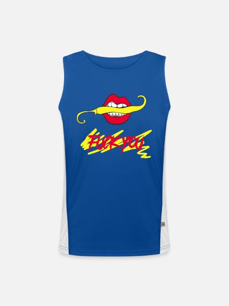 fuck you - Men's Functional Contrast Tank Top  - royal/white - Front