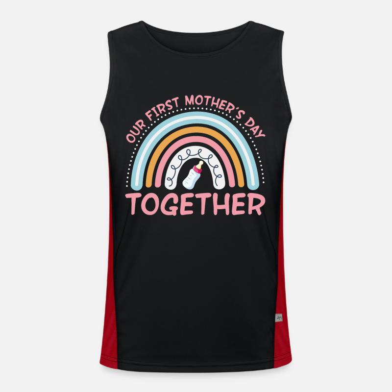 Unser erster Muttertag Muttertag Mama Funktionelles Kontrast-Tank Top für Männer 