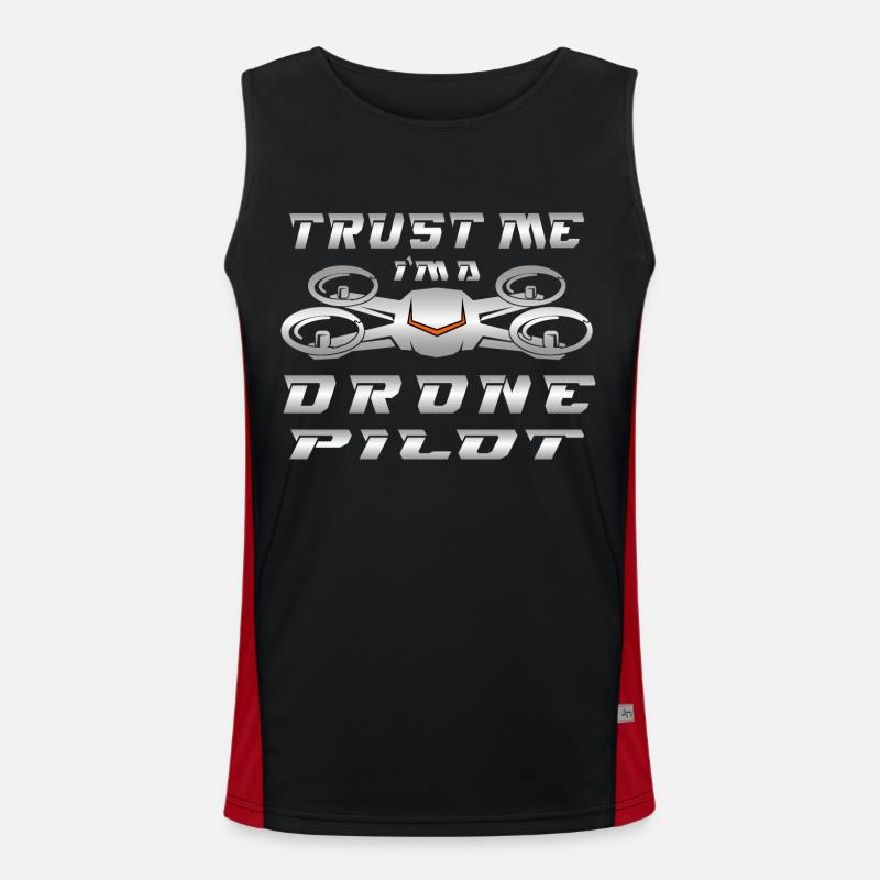 Drone Drones Drone Flight Drone Pilot - Men's Functional Contrast Tank Top  - black/red