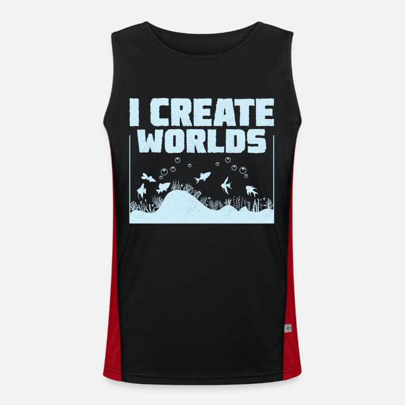 I Create Worlds Fish Keeping Aquarium Owner Funktionelles Kontrast-Tank Top für Männer 