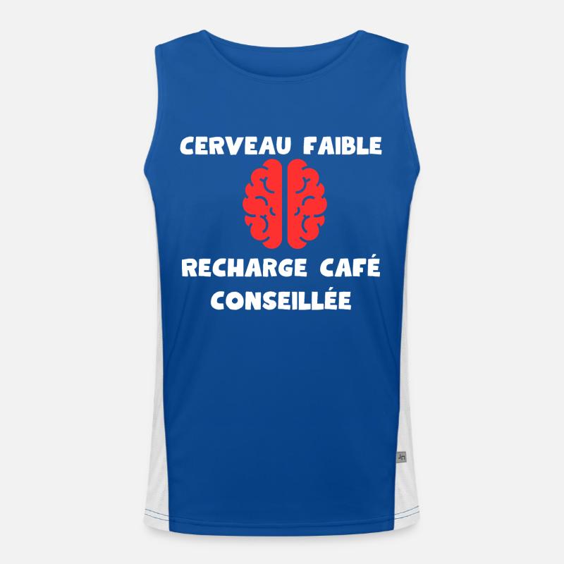 Weak brain, coffee recharge recommended Men's Functional Contrast Tank Top 