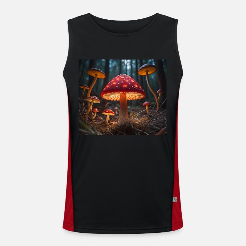 Glowing Toadstools - Men's Functional Contrast Tank Top  - black/red