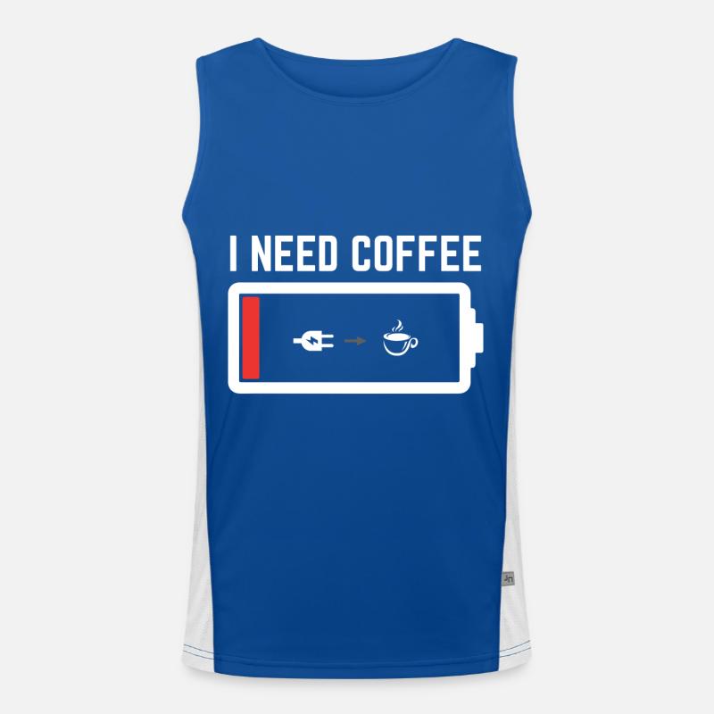 i need coffee- Kaffee Sprüche - Kaffee Funktionelles Kontrast-Tank Top für Männer 