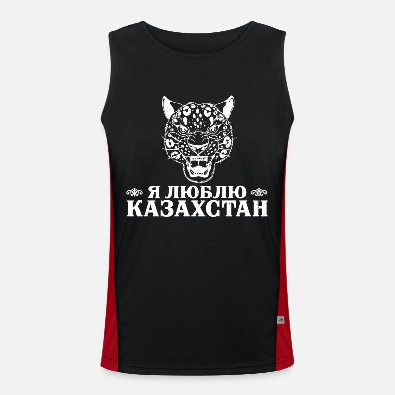Schneeleopard Symbol Kasachstan Kasach Funktionelles Kontrast-Tank Top für Männer 