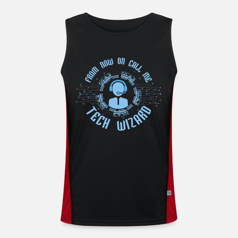 À partir de maintenant, appelez-moi Tech Wizard Computer Tech Supp Débardeur respirant contrasté Homme 