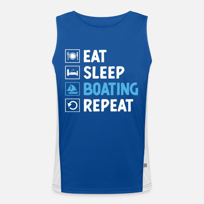 Essen, Schlaf, Bootfahren, Paddelboot Funktionelles Kontrast-Tank Top für Männer 