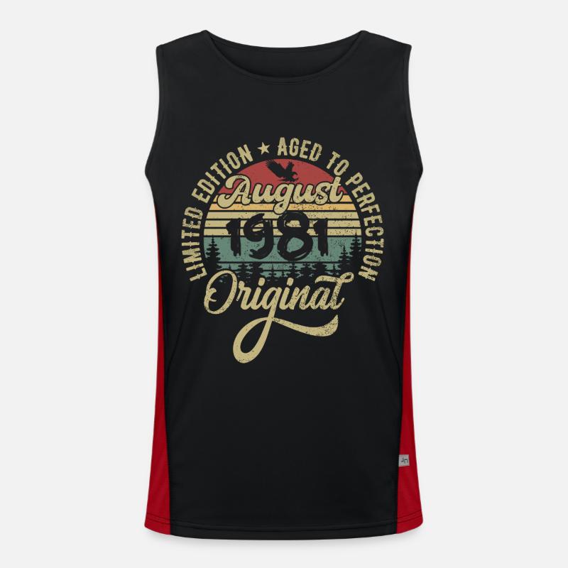 August 1981 Geburtstagsgeschenk August 1981 August Funktionelles Kontrast-Tank Top für Männer 