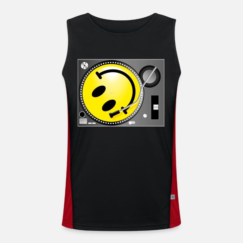 Smiley Record Player - Funktionel kontrast tanktop til herrer  - sort/rød