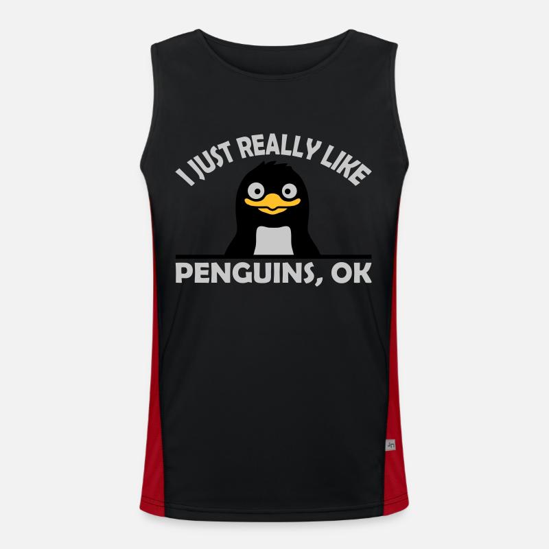 I just like penguins - Men's Functional Contrast Tank Top  - black/red