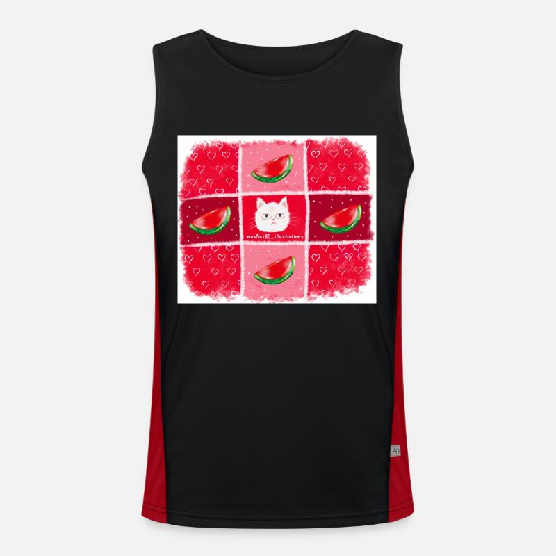 Summer fruit watermelon Men's Functional Contrast Tank Top 