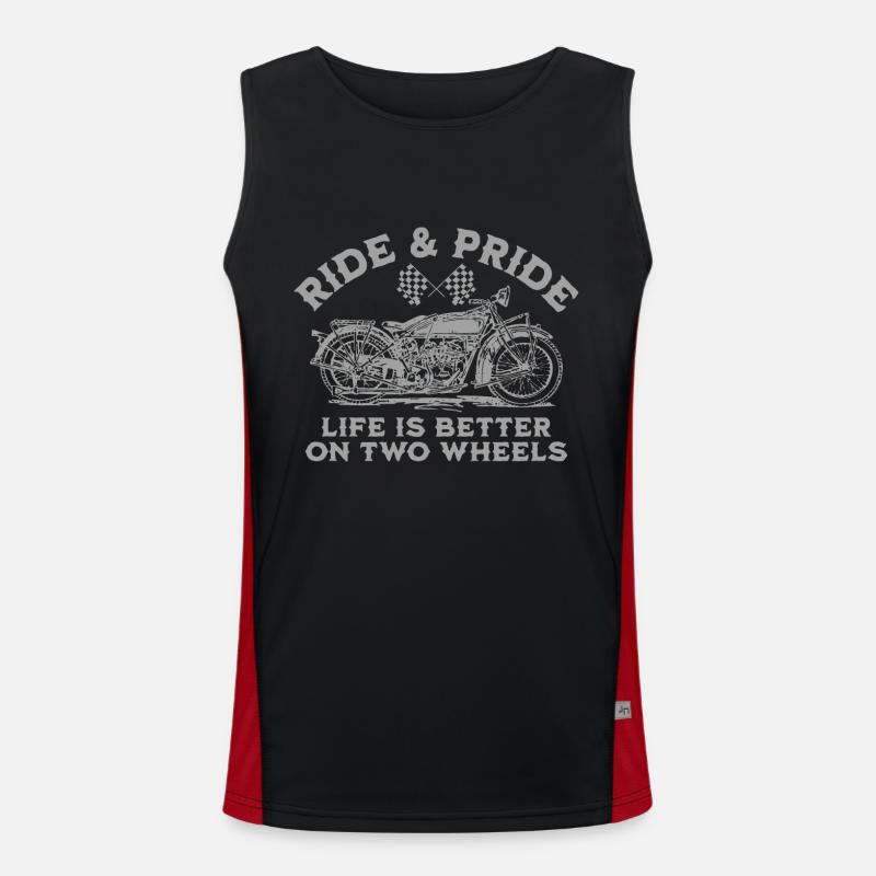 RIDE AND PRIDE, LIFE IS BETTER ON TWO WHEELS Men's Functional Contrast Tank Top 