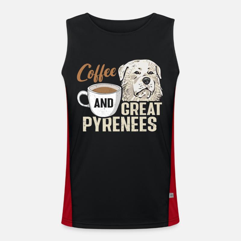 Great Pyrenees Dog Coffee and Great Pyrenees Men's Functional Contrast Tank Top 