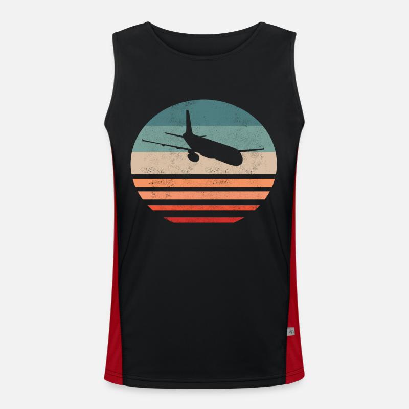 Airplane Pilot Vintage Retro Gift Idea Débardeur respirant contrasté Homme 