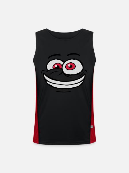 Crazy Comic Face Design - Men's Functional Contrast Tank Top - black/red