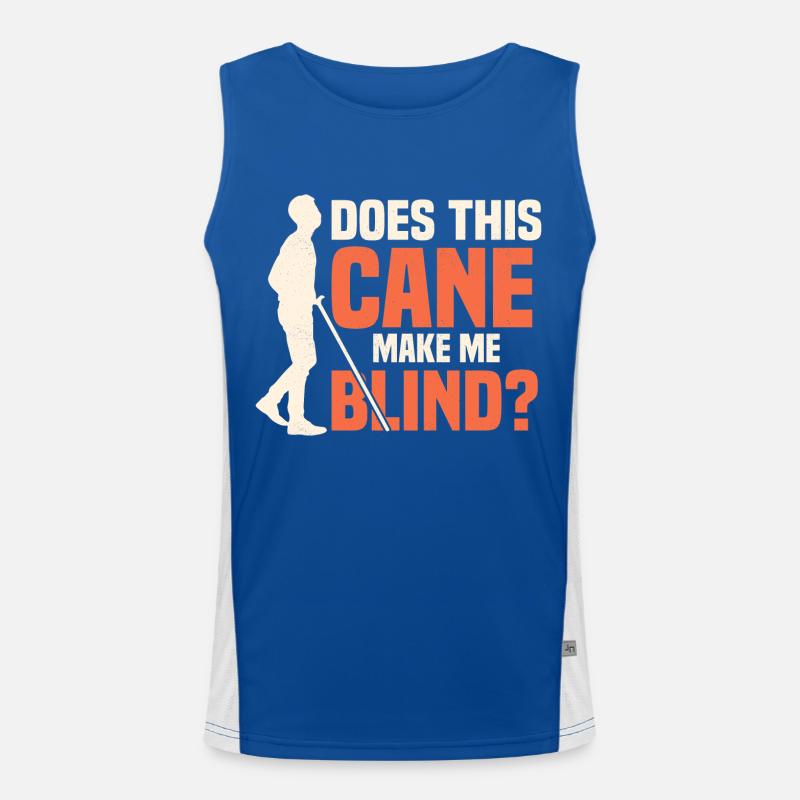 Does This Cane Make Me Look Blind? Impaired Blind Men's Functional Contrast Tank Top 