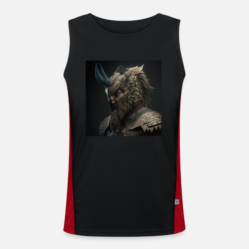 Viking en armure avec des cornes sur le front Débardeur respirant contrasté Homme 