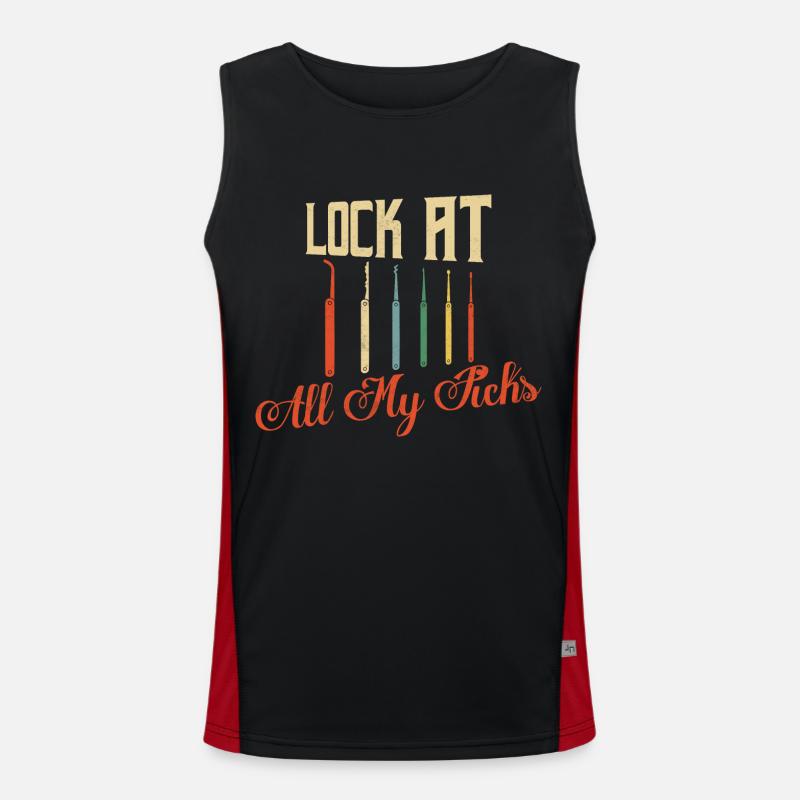 Lock At All My Picks Locksmith Lockpicker Men's Functional Contrast Tank Top 