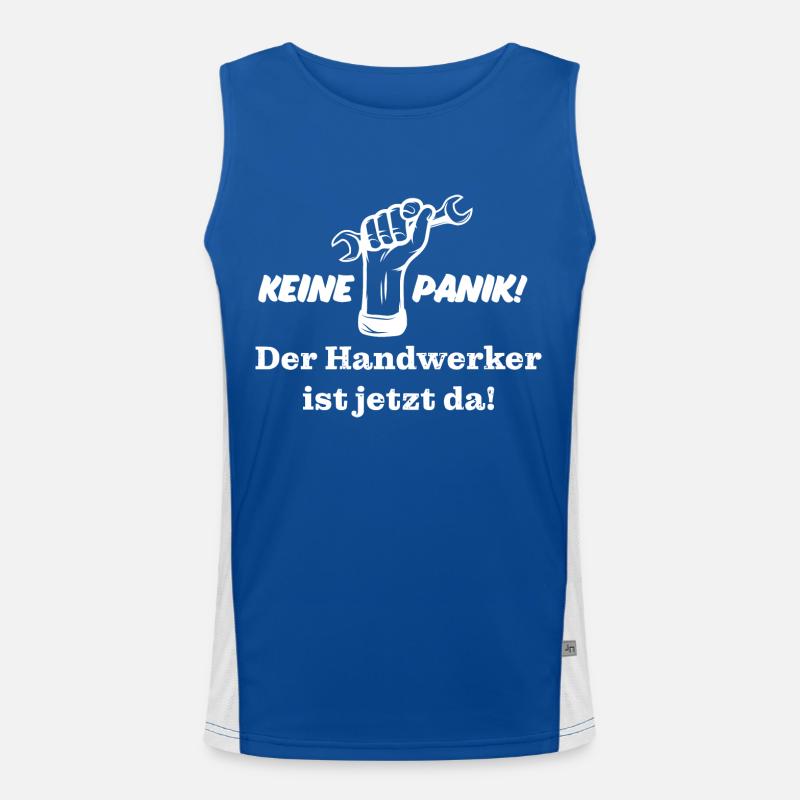 Keine Panik! Der Handwerker ist da! Technik, Azubi Funktionelles Kontrast-Tank Top für Männer 