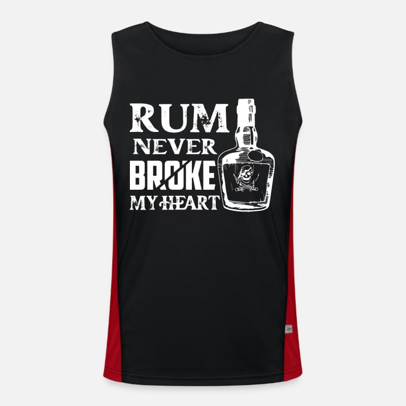 Rum Never Broke My Heart Drinking Alcohol Funktionelles Kontrast-Tank Top für Männer 