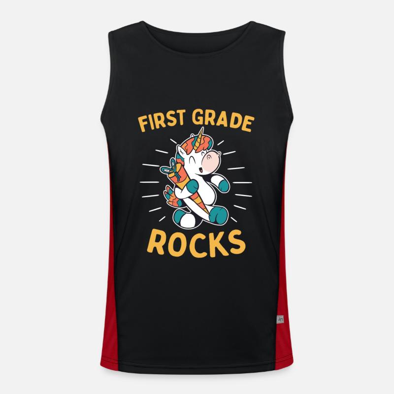 Hello 1st Grade - Hello First Grade Rocks Funktionelles Kontrast-Tank Top für Männer 