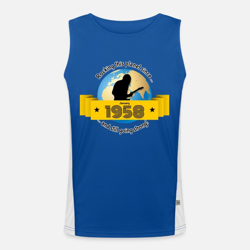 66. Geburtstag Rocking this planet since 01/1958 Funktionelles Kontrast-Tank Top für Männer 