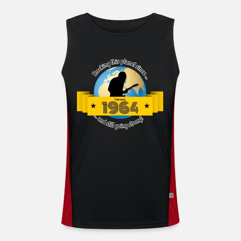 60th Birthday Rocking this planet since 02/1964 Men's Functional Contrast Tank Top 
