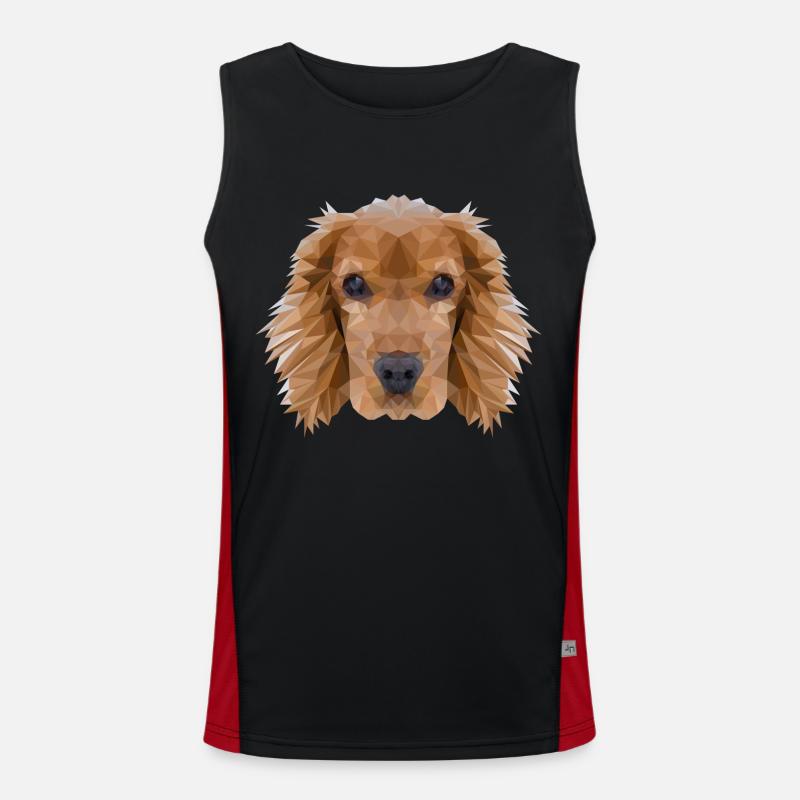 Cocker Spaniel Dog Polygon Design - Men's Functional Contrast Tank Top - black/red