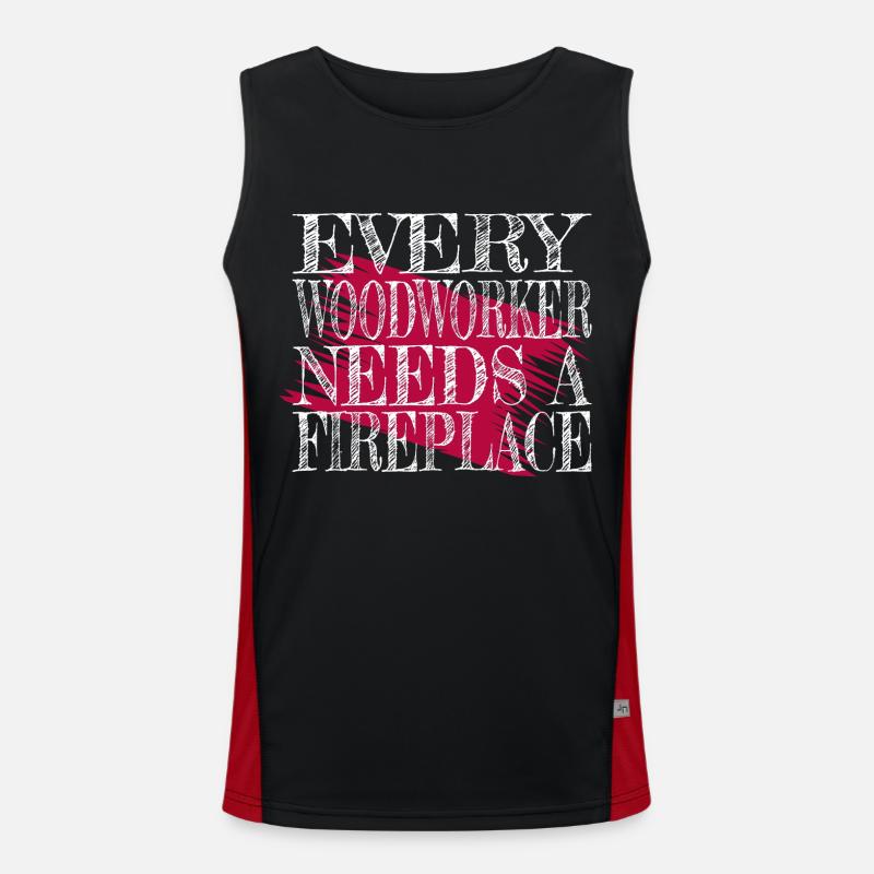 chainsaw carpenter funny carpenter - Men's Functional Contrast Tank Top  - black/red