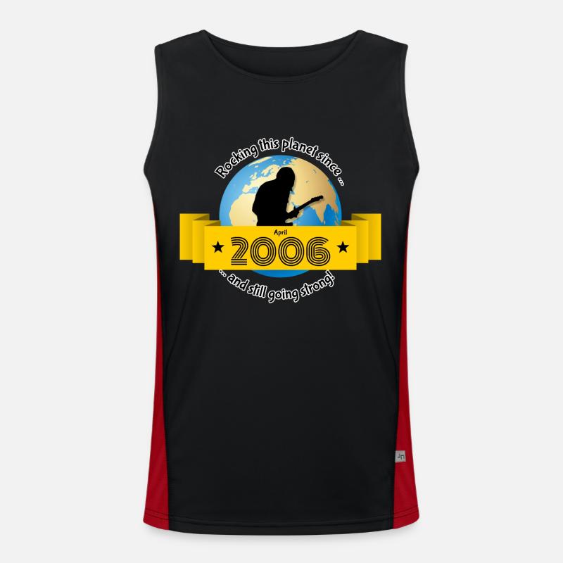 18th Birthday Rocking this planet since 04/2006 Men's Functional Contrast Tank Top 