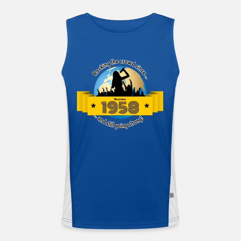 66. Geburtstag Rocking the crowd since 11/1958 Funktionelles Kontrast-Tank Top für Männer 