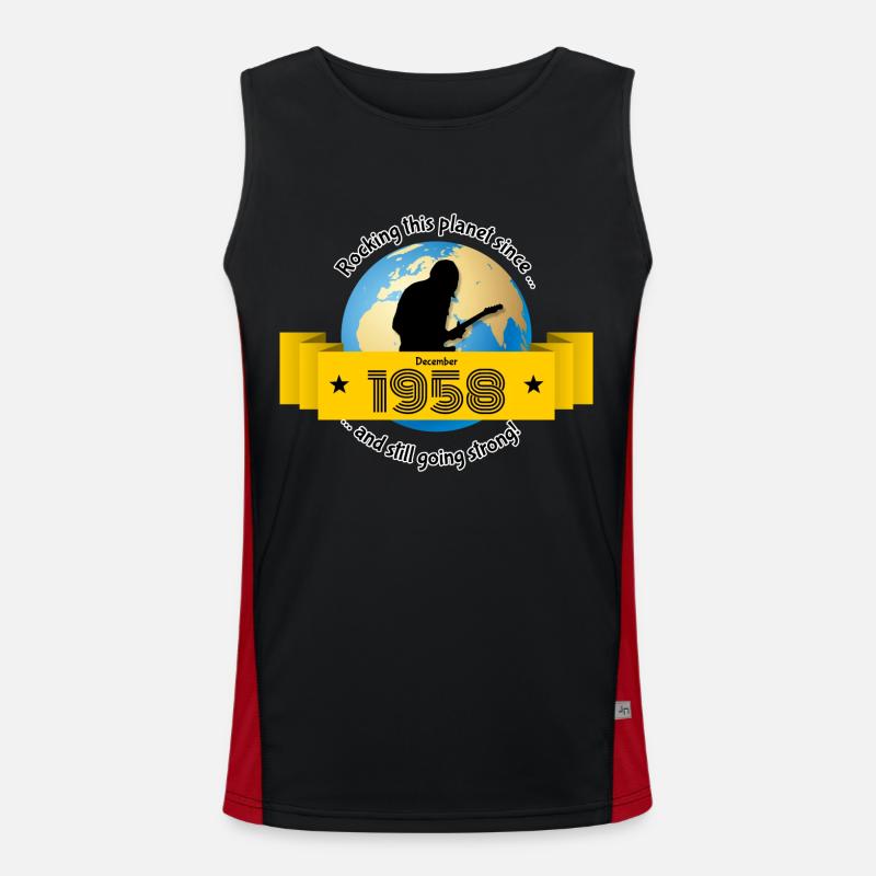 66. Birthday Rocking this planet since 12/1958 Men's Functional Contrast Tank Top 
