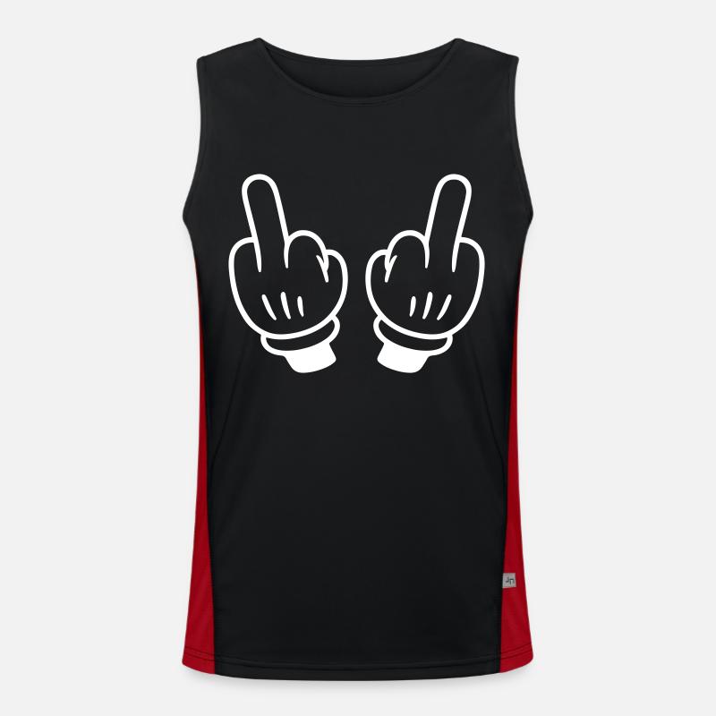 Middle Finger Hand Comic - Men's Functional Contrast Tank Top  - black/red