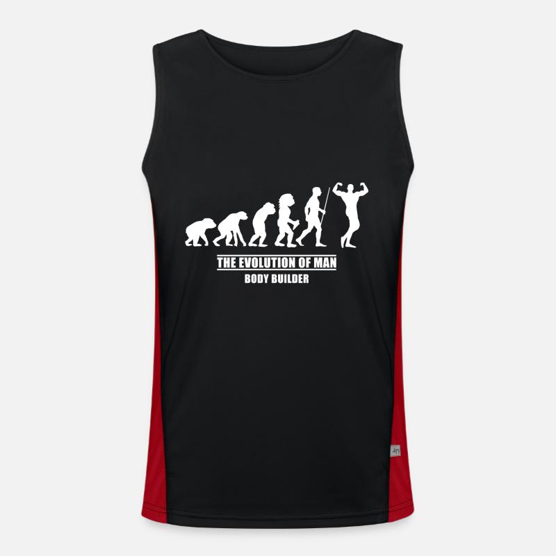 Evolution de la musculation - Débardeur respirant contrasté Homme  - noir/rouge