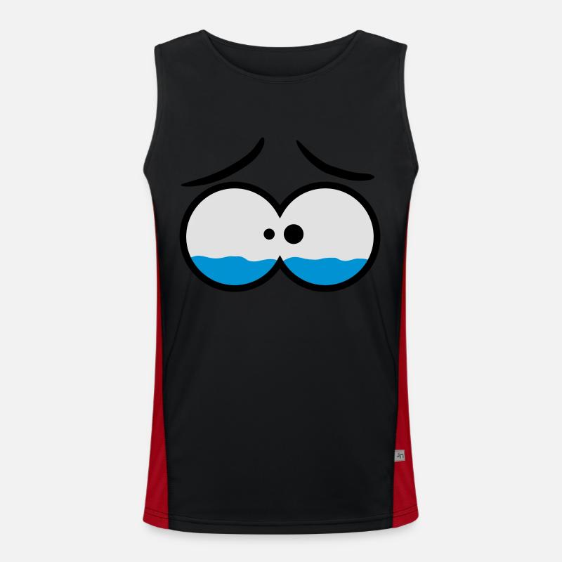 Sad Crying Comic Eyes Funktionelles Kontrast-Tank Top für Männer 