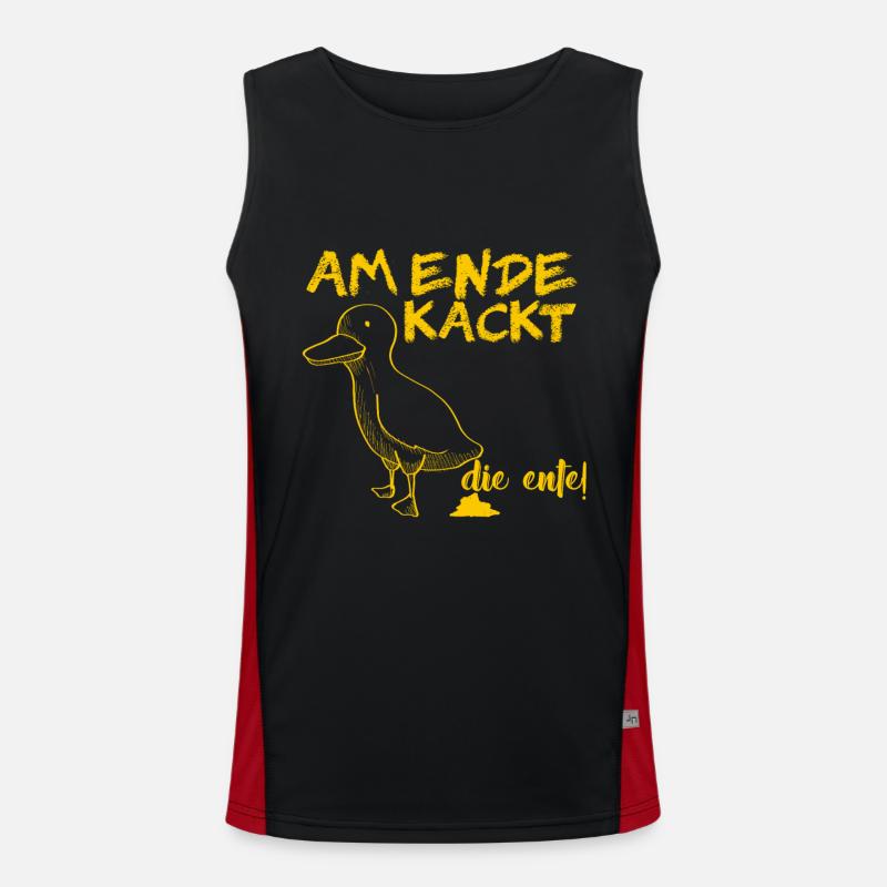 In the End, The Duck Poops Men's Functional Contrast Tank Top 