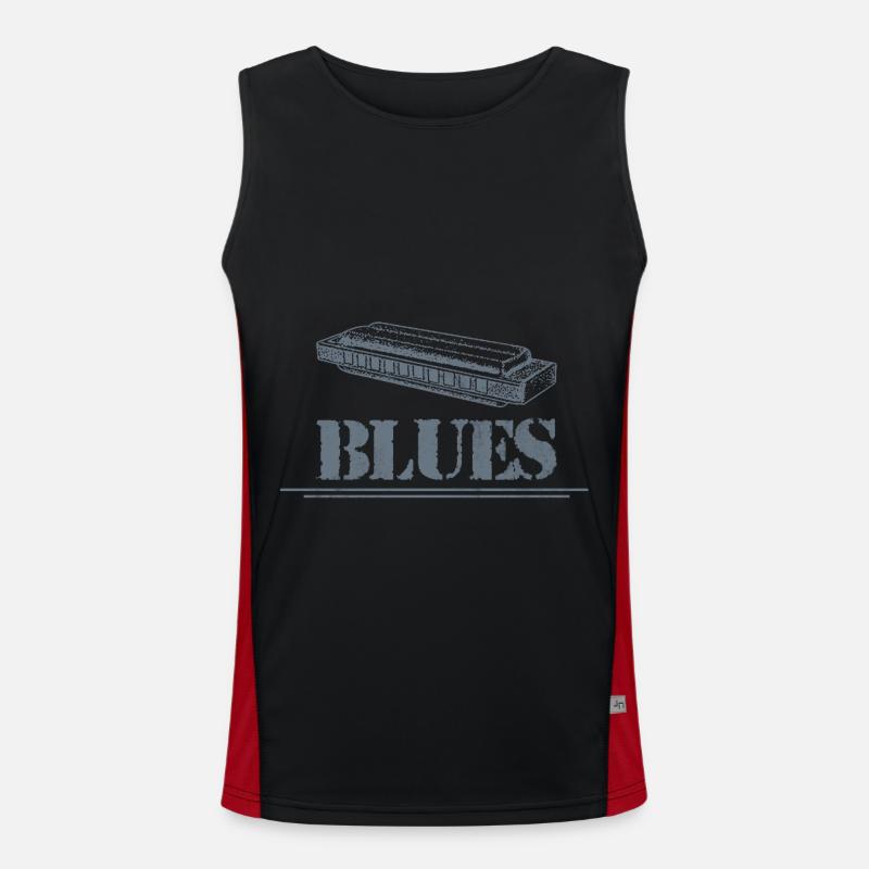 Harmonica Blues - Men's Functional Contrast Tank Top  - black/red