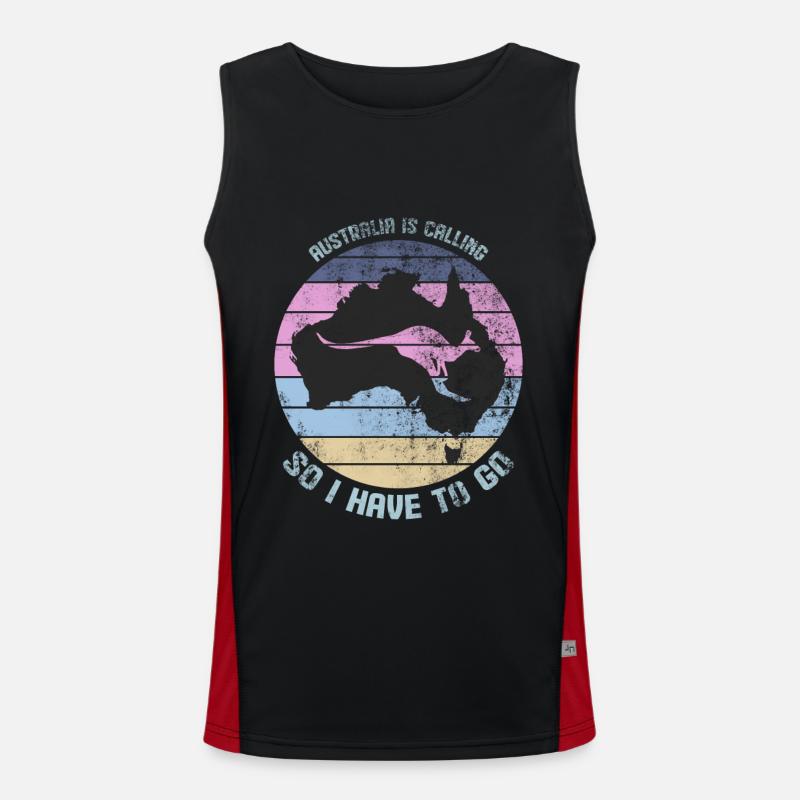 Australia Gets Travel Backpacker - Men's Functional Contrast Tank Top  - black/red