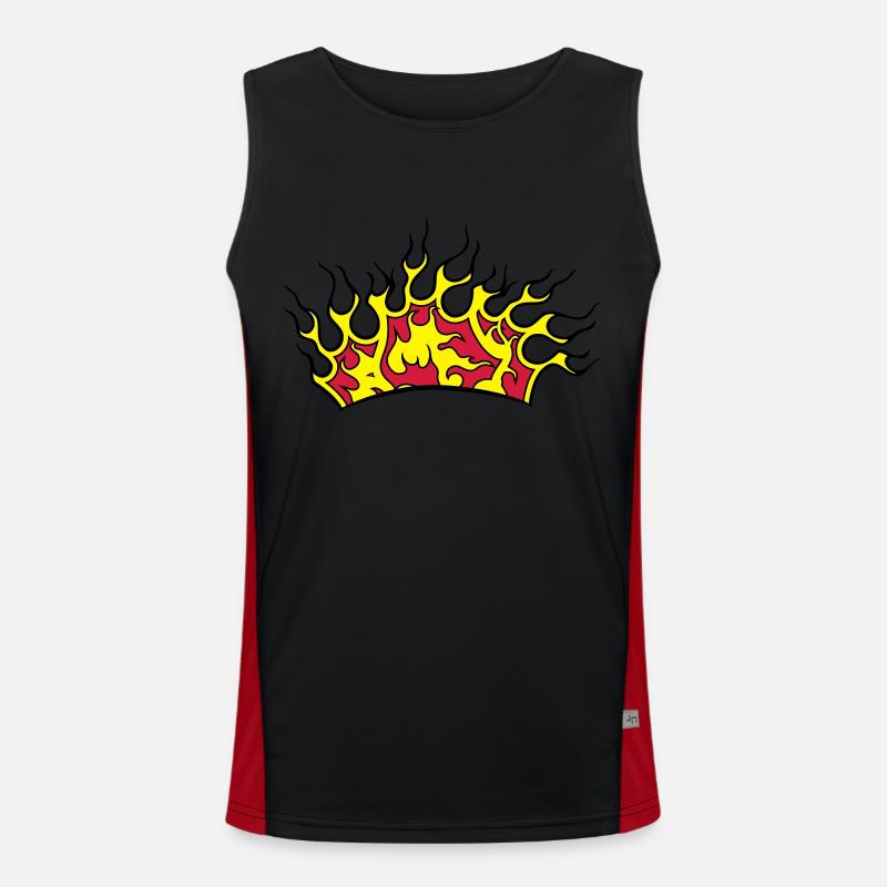Fire flames crown - Men's Functional Contrast Tank Top  - black/red