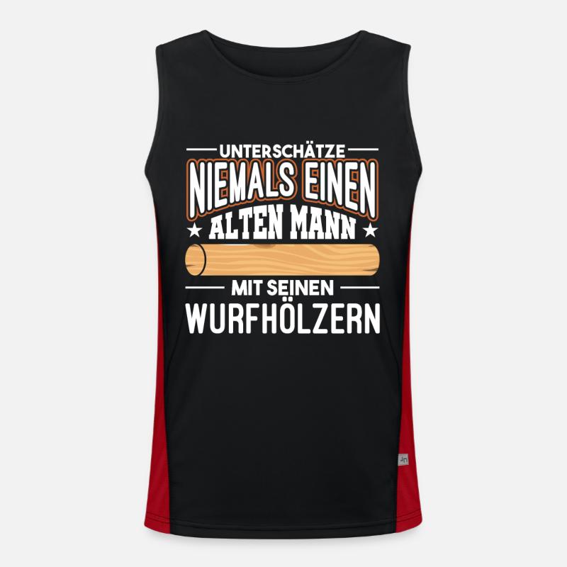 Kubb Schach Wikinger Wurfhölzer Funktionelles Kontrast-Tank Top für Männer 