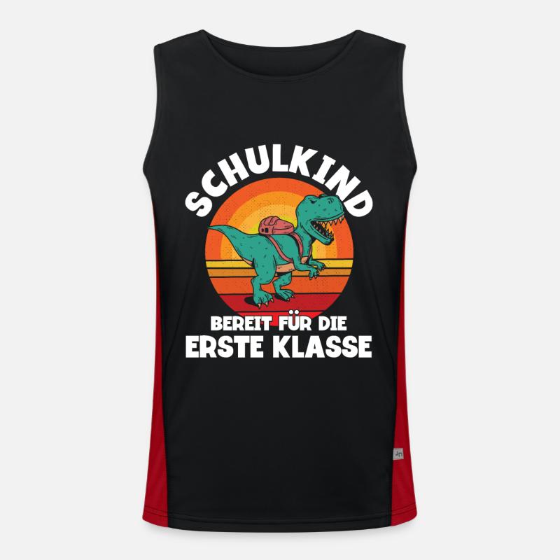 Dinosaurier Schulbeginn Schulanfänger Schulkind Funktionelles Kontrast-Tank Top für Männer 