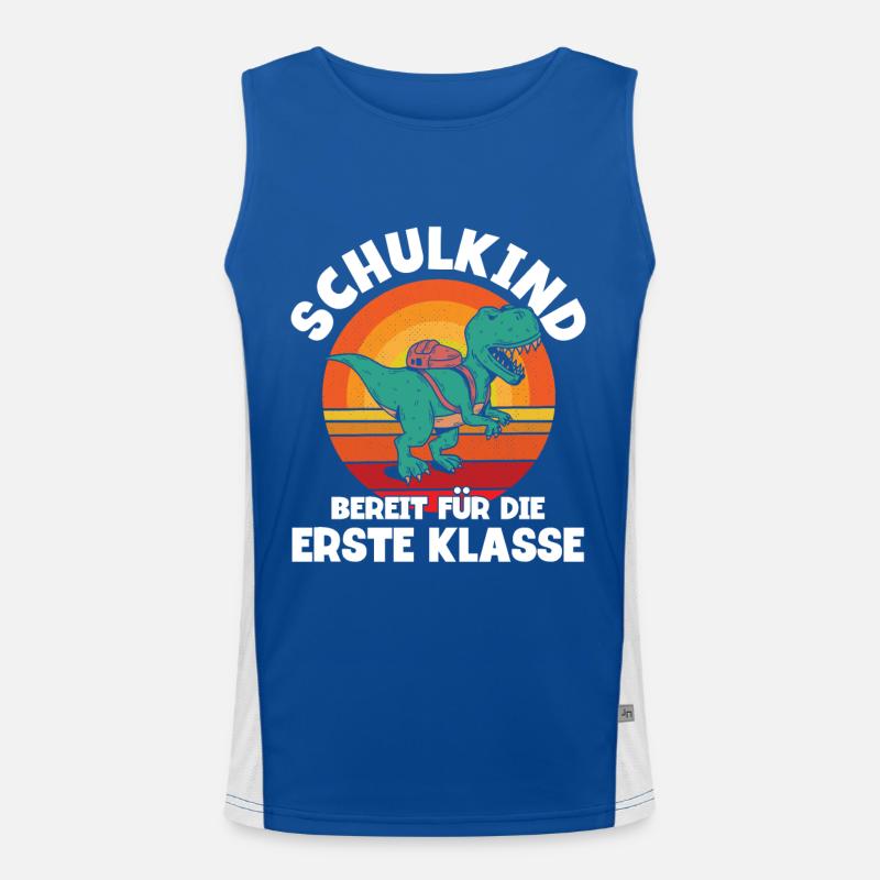 Dinosaurier Schulbeginn Schulanfänger Schulkind Funktionelles Kontrast-Tank Top für Männer 