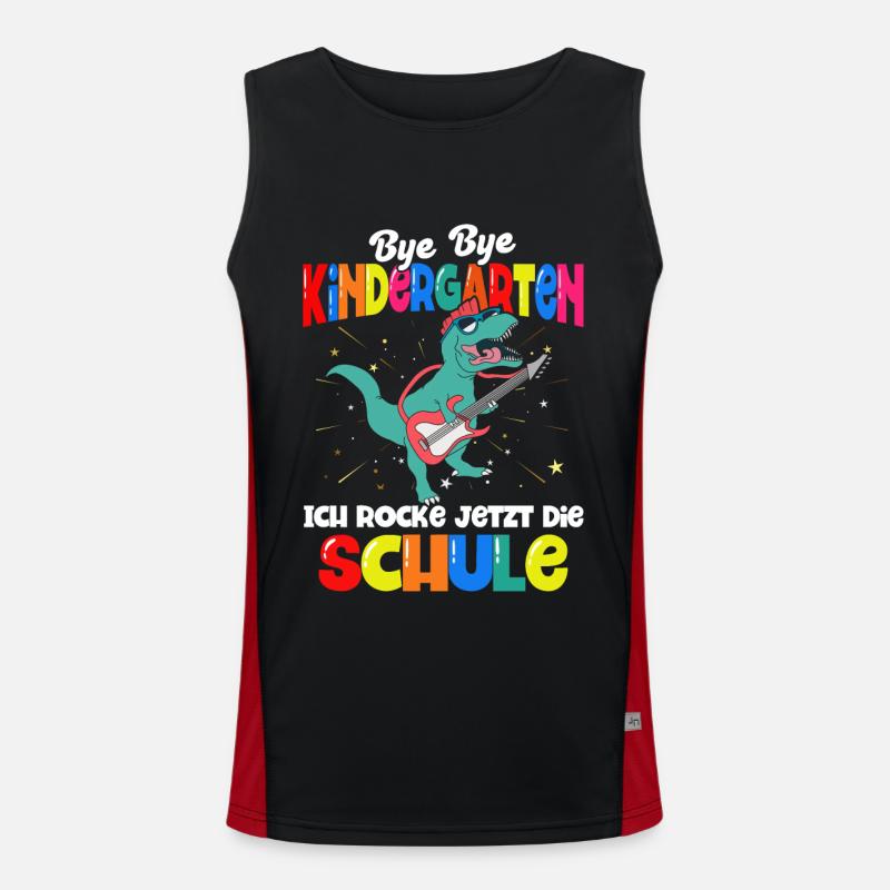 Dinosaurier Schulbeginn Schulanfänger Schulkind Funktionelles Kontrast-Tank Top für Männer 