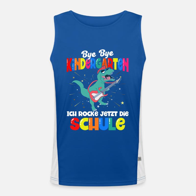 Dinosaurier Schulbeginn Schulanfänger Schulkind Funktionelles Kontrast-Tank Top für Männer 