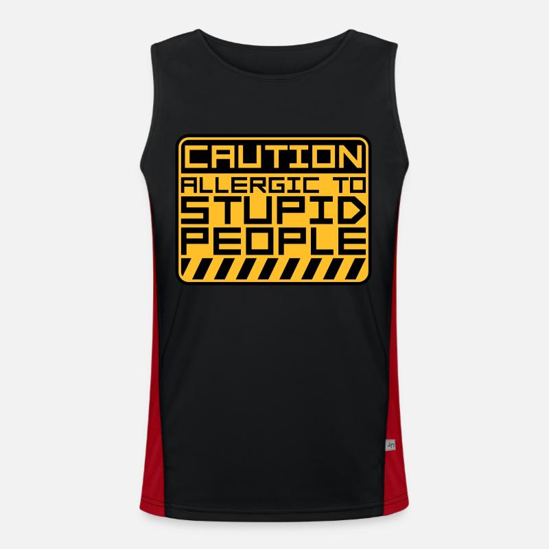 Caution Stupid People - Men's Functional Contrast Tank Top  - black/red