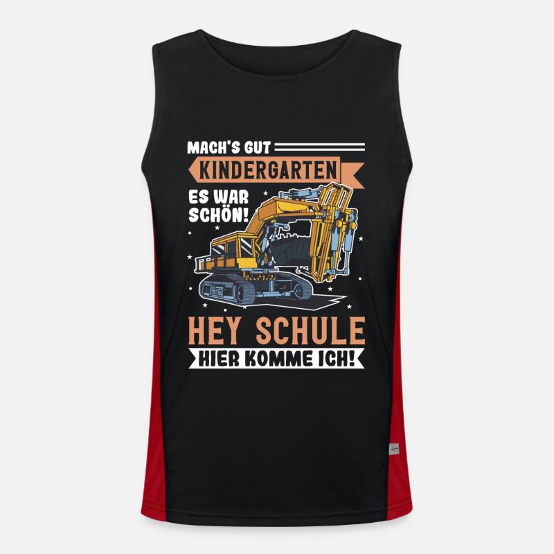 Bagger Schulbeginn Schulanfänger Schulkind Funktionelles Kontrast-Tank Top für Männer 