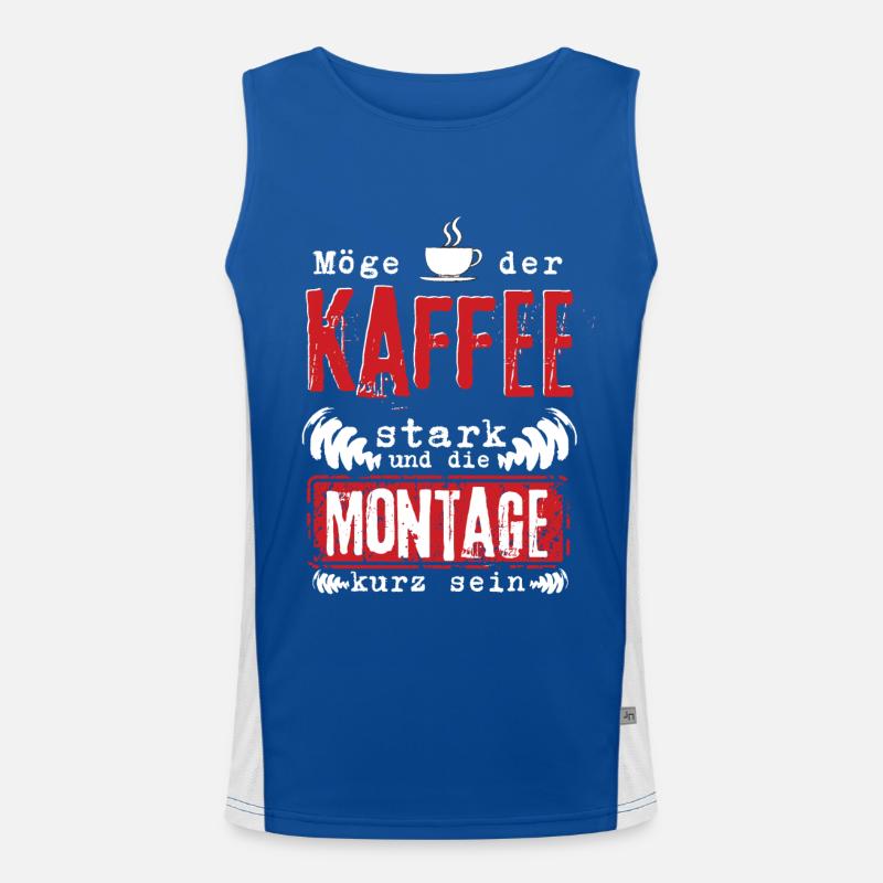 Kaffeetrinker Spruch Kaffee Montag morgen Arbeit Funktionelles Kontrast-Tank Top für Männer 