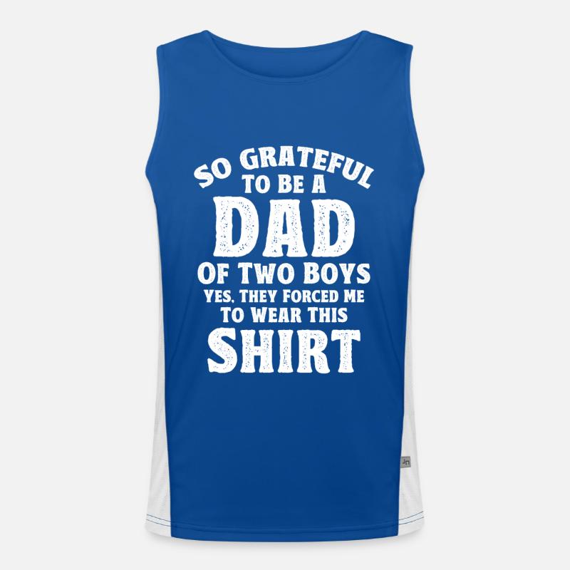 Grateful Father Dad Two Boys Men's Functional Contrast Tank Top 