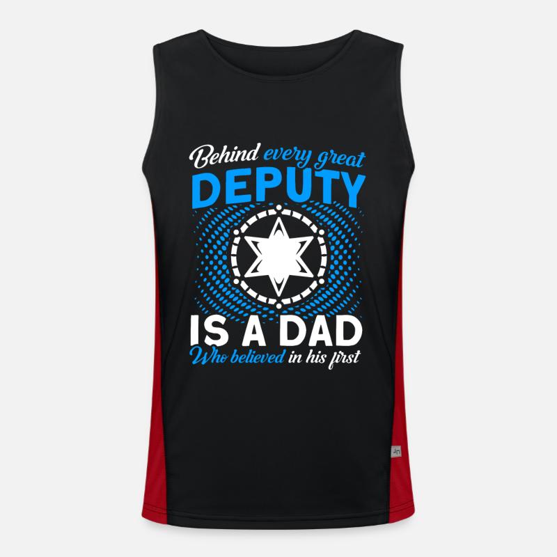 Papa Assistant Sheriff Papa Father - Men's Functional Contrast Tank Top  - black/red