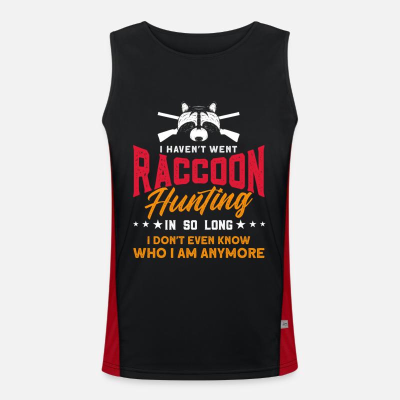 Retro Waschbär Jagd Waschbär Jäger Jagdurlaub Funktionelles Kontrast-Tank Top für Männer 
