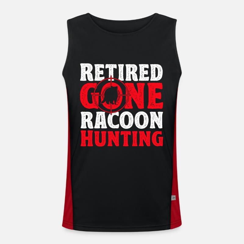 Retro Waschbär Jagd Waschbär Jäger Jagdurlaub Funktionelles Kontrast-Tank Top für Männer 
